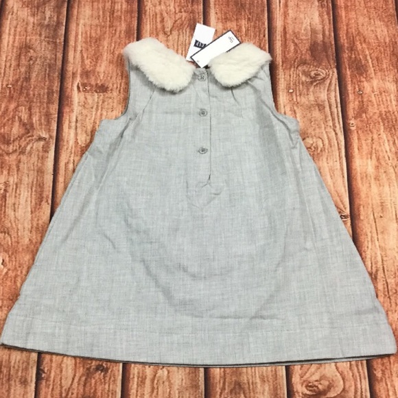 Gap Girls 18-24 Months Gray Faux Fur Dress - Picture 5 of 5